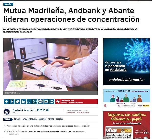 Mutua Madrilea, Andbank y Abante lideran operaciones de concentracin